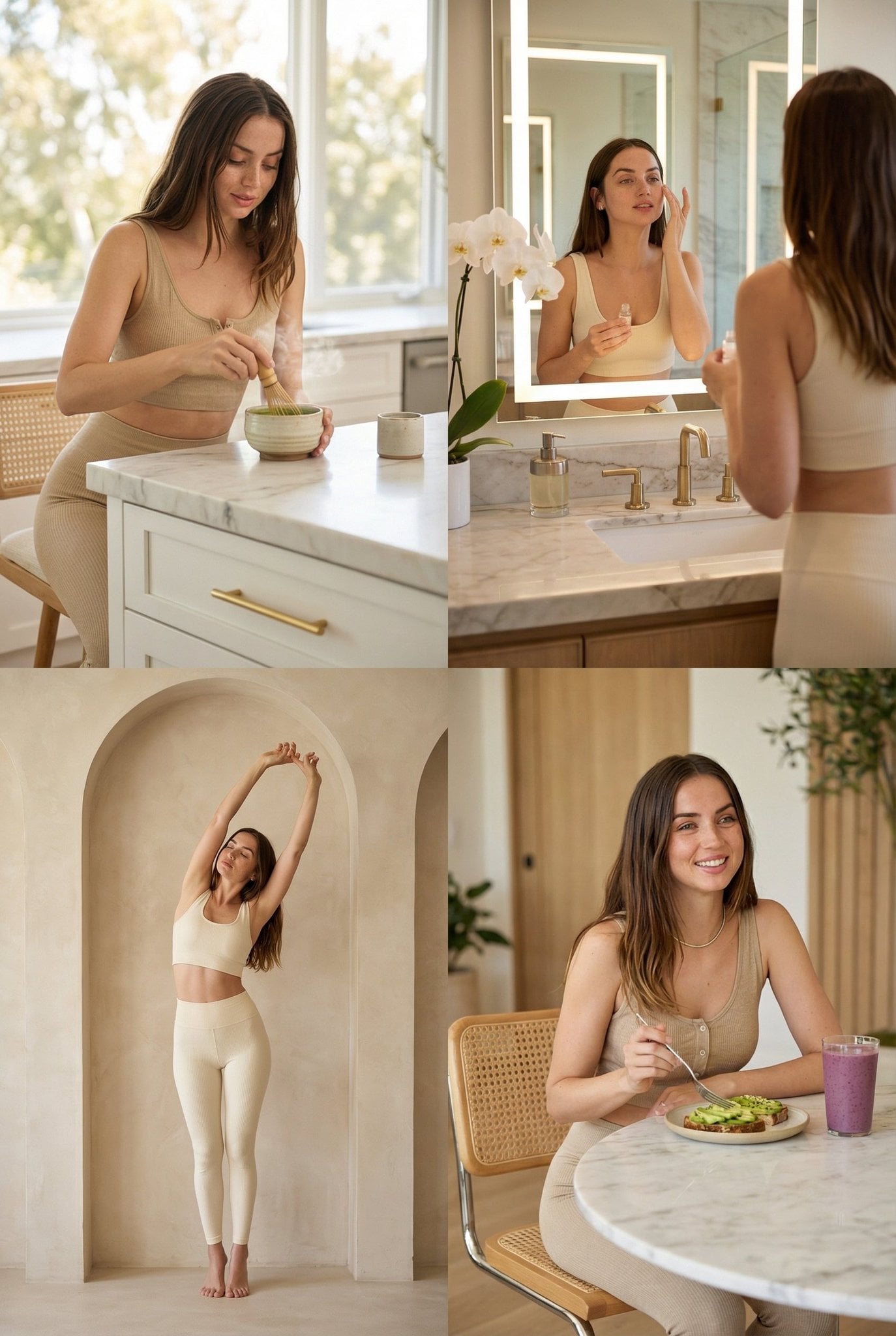 Quiet wellness lifestyle moments in a refined home