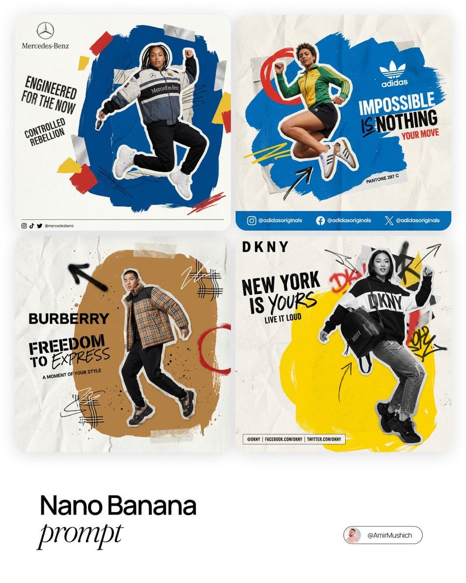 Fashion portraits turned into energetic social media posters